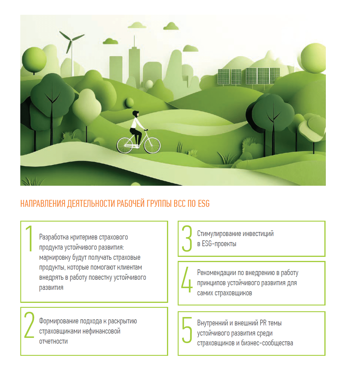 НАПРАВЛЕНИЯ ДЕЯТЕЛЬНОСТИ РАБОЧЕЙ ГРУППЫ ВСС ПО ESG